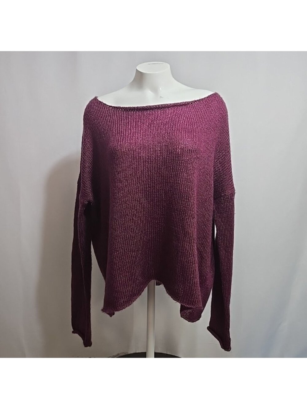 Wooden Ships Sweater Womens Size S/M Roll Neck Purple Maroon Mohair Wool Blend